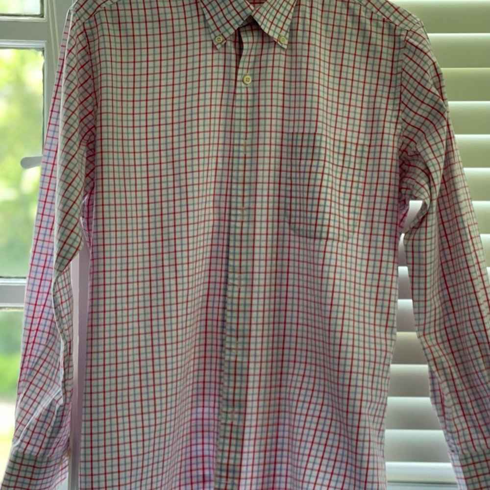 Peter Millar Red, Blue, and White Casual Button Down Shirt